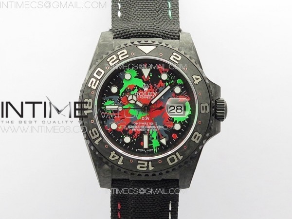 DIW공장 롤렉스 GMT마스터 컬러풀다이얼 블랙나일론스트랩 GMT Carbon DIWF Best Edition Color Dial on Black Nylon Strap SA3186 CHS