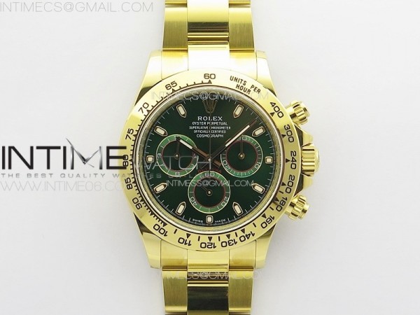 BT공장 롤렉스 데이토나 옐로우골드금통 그린다이얼 브레이슬릿 Daytona 116508 YG BTF 1:1 Best Edition 904L SS Case and Bracelet Green Sticks Dial SA4130