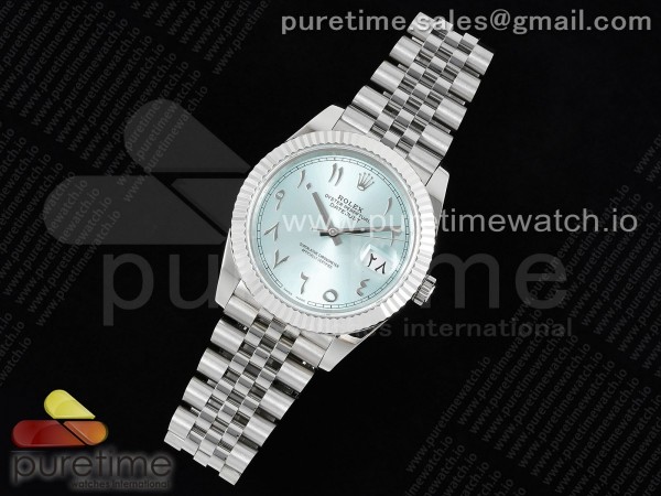 JD공장 롤렉스 데이저스트 41 스틸 아이스블루선레이다이얼 플루티드베젤 쥬빌레브레이슬릿 DateJust 41 SS JDF 904L Steel Ice Blue Sundust Dial Arabic Markers on Jubilee Bracelet VR3235 V2