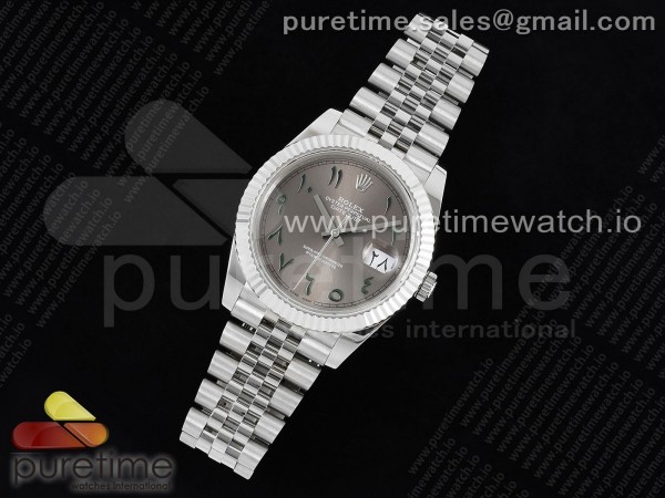 JD공장 롤렉스 데이저스트 41 스틸 그레이아랍다이얼 플루티드베젤 쥬빌레브레이슬릿 DateJust 41 SS JDF 904L Steel Gray Sundust Dial Green Arabic Markers on Jubilee Bracelet VR3235 V2