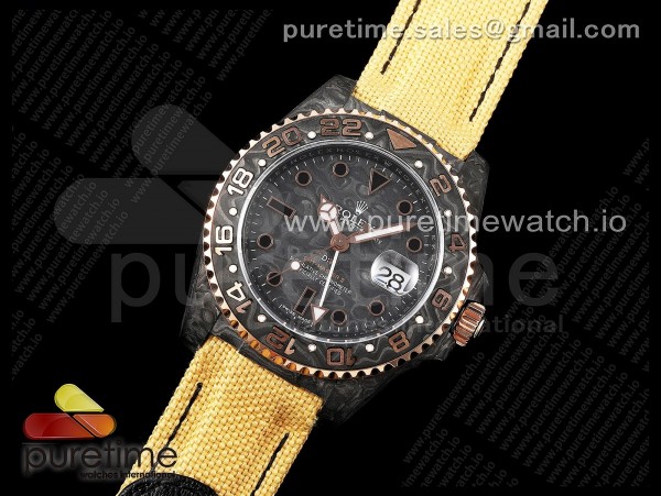 DIW공장 롤렉스 GMT마스터 커스텀 카본케이스 블랙카본다이얼 나일론스트랩 GMT Carbon DIWF Best Edition Carbon Dial RG Bezel on Yellow Nylon Strap SA3186 CHS