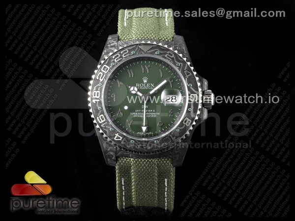 DIW공장 롤렉스 GMT마스터 커스텀 카본케이스 그린아라빅다이얼 나일론스트랩 GMT Carbon DIWF Best Edition Green Arabic Dial on Green Nylon Strap SA3186 CHS