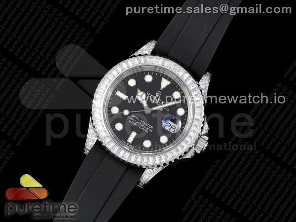 JVS공장 롤렉스 요트마스터 42 스틸 풀다이아몬드파베 블랙다이얼 러버스트랩 Yacht-Master 42mm 226659 JVSF 1:1 Best Edition Diamonds Bezel on Black Rubber Strap VR3235