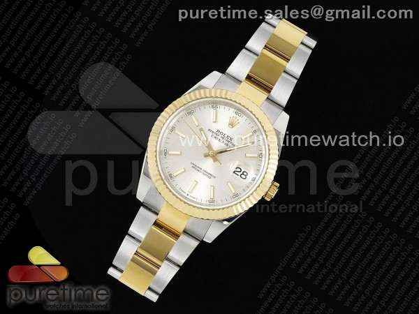 JD공장 롤렉스 데이저스트 41 옐로우골드콤비 실버다이얼 오이스터브레이슬릿 DateJust 41 126333 SS/YG JDF 1:1 Best Edition 904L Steel Silver Stick Dial on SS/YG Oyster Bracelet VR3235