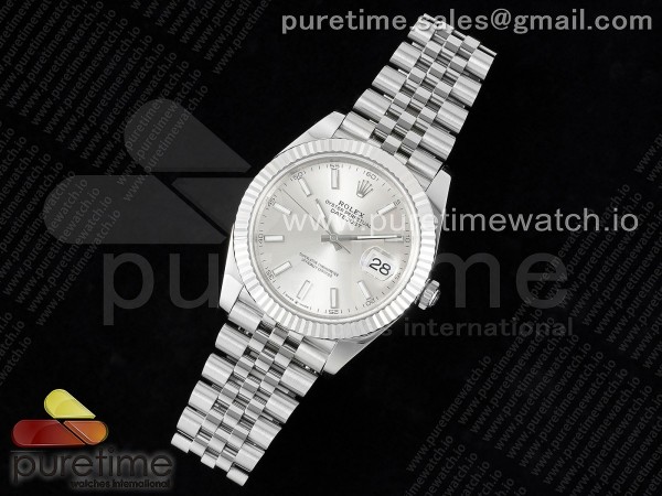 WF공장 롤렉스 데이저스트 41 스틸 실버다이얼 플루티드베젤 쥬빌레브레이슬릿 DateJust 41 126334 WF 1:1 Best Edition 904L Steel Silver Stick Dial on Jubilee Bracelet VR3235