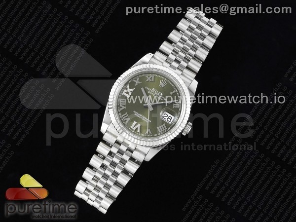 JD공장 롤렉스 데이저스트 36 스틸 그린다이아몬드다이얼 플루티드베젤 주빌레브레이슬릿 Datejust 36 SS 904L Steel JDF 1:1 Best Edition Green Dial Diamonds 6/9 Markers on SS Bracelet VR3235