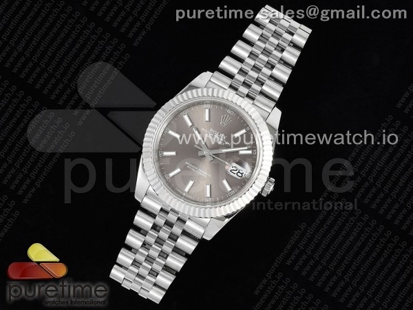 JD공장 롤렉스 데이저스트 41 스틸 그레이다이얼 다크로듐 플루티드베젤 주빌레브레이슬릿 DateJust 41 126334 JDF 1:1 Best Edition 904L Steel Gray Dial on SS Jubilee Bracelet VR3235