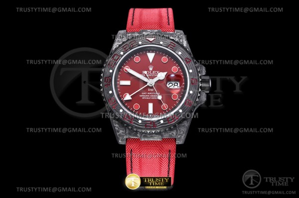 OM공장 롤렉스 GMT마스터2 카본케이스 레드커스텀 직물스트랩 GMT Master II GMT Red FC/NY Red OMF A3186 CHS