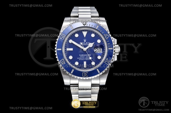 GM공장 V2 롤렉스 서브마리너 40 스틸 블루다이얼 스머프 브레이슬릿 Submariner 116619LB 904L SS/SS Blue GMF V2 VR3135