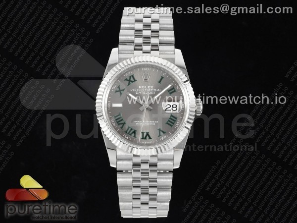 JD공장 롤렉스 데이저스트 36 슬레이트로만다이얼 쥬빌레브레이슬릿 Datejust 36 SS 904L Steel JDF 1:1 Best Edition Gray Dial Green Roman on SS Bracelet VR3235