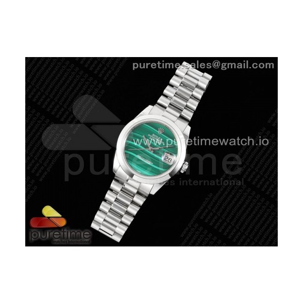 DD공장 롤렉스 데이데이트 36 스틸 그린스톤다이얼 브레이슬릿 Day Date 36 SS DDF Best Edition Polished Bezel Green Stone Dial on SS Bracelet A2836