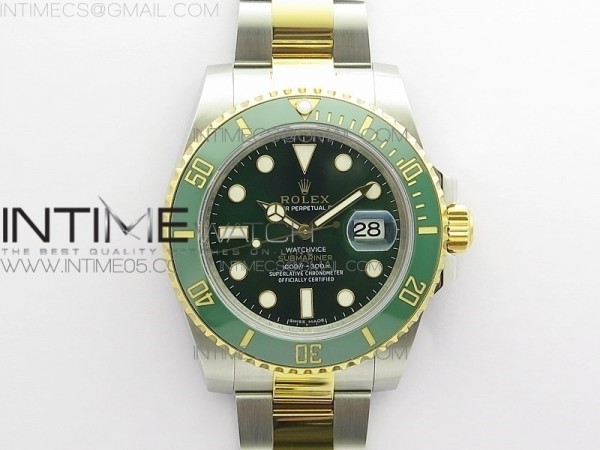 VR공장 롤렉스 서브마리너 40 옐로우골드콤비 그린 커스텀 A2836무브먼트 Submariner 116613 LV VRF Best Edition YG Wrapped Bezel Green Dial on SS/YG Bracelet A2836 MAX Version