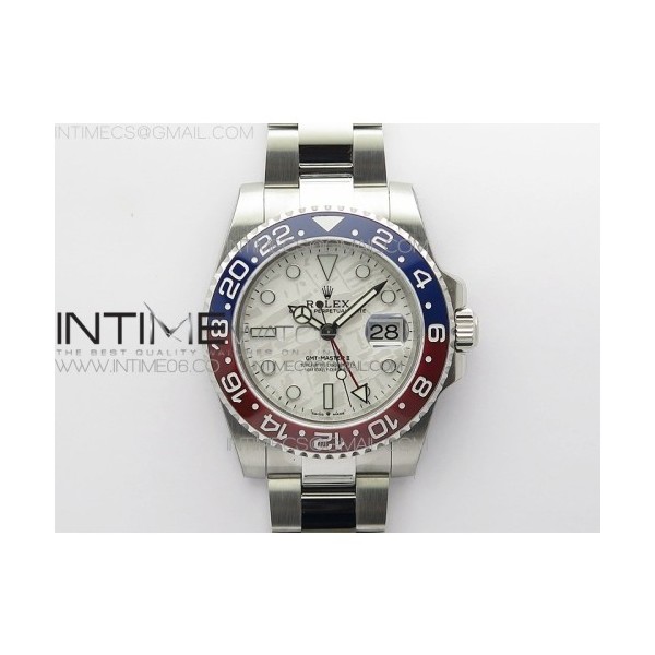 BP공장 롤렉스 GMT마스터2 펩시 화이트운석다이얼 오이스터브레이슬릿 GMT-Master II 116719 BLNR Red/Blue Ceramic 904L BP 1:1 Best Edition White Dial On VR3285 (Correct Hand Stack)