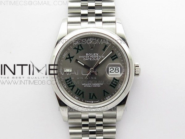 BP공장 롤렉스 데이저스트 36 스틸 슬레이트로만다이얼 돔베젤 쥬빌레브레이슬릿 DateJust 36 SS 126200 BP 1:1 Best Edition Gray Dial on Jubilee Bracelet