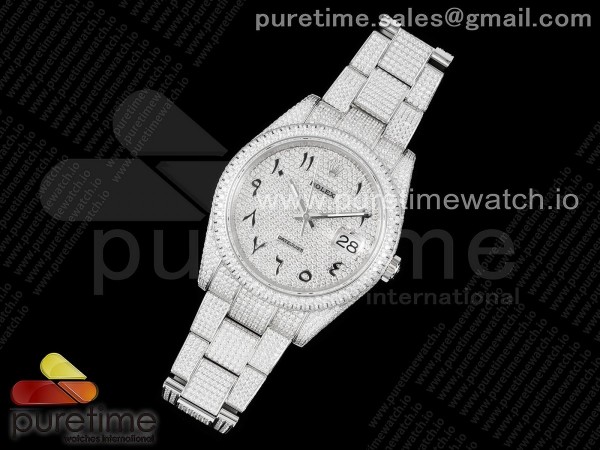 JD공장 롤렉스 데이저스트41 스틸 풀다이아몬드파베 아랍인덱스 오이스터브레이슬릿 Datejust 41 SS Full Diamonds JDF 1:1 Best Edition on Bracelet A2824