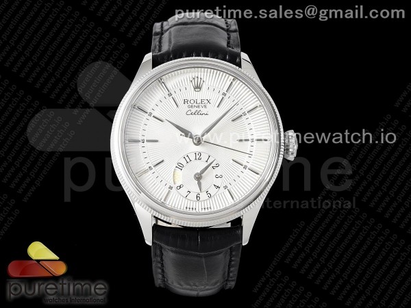 KZ공장 롤렉스 셀리니 듀얼타임 스틸 화이트다이얼 가죽스트랩 Cellini Dual Time 50529 SS KZF Best Edition White Dial on Black Leather Strap A23J