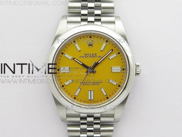 BP공장 롤렉스 오이스터퍼페츄얼 41미리 옐로우다이얼 2813 Oyster Perpetual 41mm 124300 BP Best Edition Yellow Dial on SS Jubilee Bracelet