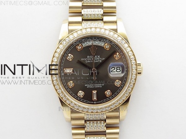 BP공장 롤렉스 데이데이트 36미리 로골 그레이다이얼 2836 Day-Date 36 128235 RG/Crystal BP Best Edition Gray Crystal Marker Dial on RG President Bracelet A2836