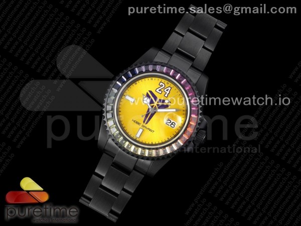 OX공장 서브마린 코베 PVD 옐로우다이얼 Submariner KOBE Watch PVD OXF Best Edition Yellow Dial Rainbow Diamonds Bezel on PVD Bracelet A2824