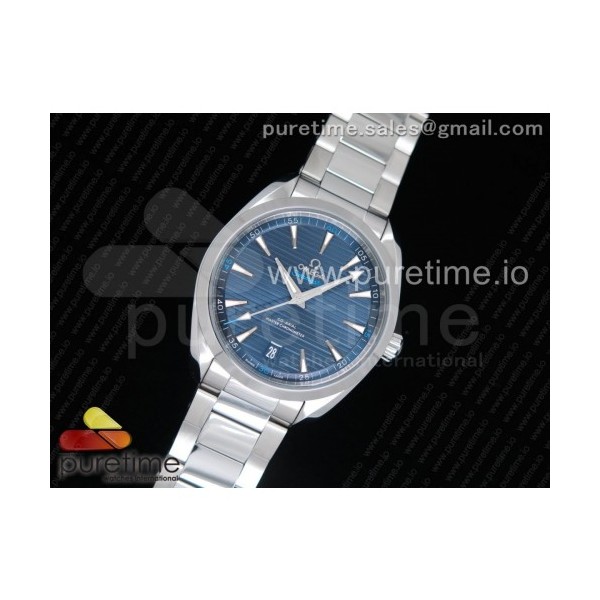 VS공장 오메가 씨마스터 아쿠아테라 150m 스틸 블루다이얼 브레이슬릿 딥블루 41mm Aqua Terra 150M Master Chronometers VSF 1:1 Best Edition Gray Dial Blue Hand on SS Bracelet A8900 Super Clone