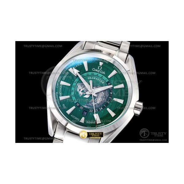 A8공장 오메가 아쿠아테라 150M 43 월드타이머 스틸 그린다이얼 브레이슬릿 Aqua Terra 150m Worldtimer 43mm SS/SS Grn A8F A2813