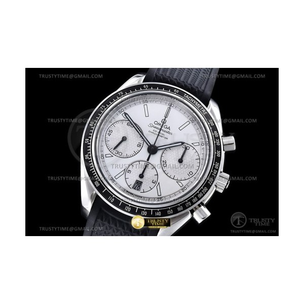 HR공장 오메가 스피드마스터 레이싱 크로노그래프 화이트다이얼 러버스트랩 Speedmaster Racing Chrono 40mm SS/RU Wht HRF C3330