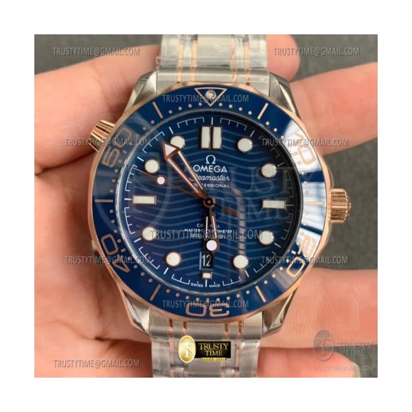 JVS공장 오메가 씨마스터 다이버 300M 콤비 블루다이얼 브레이슬릿 Seamaster 300m 2018 YG/SS Blue JVS Asia 8800