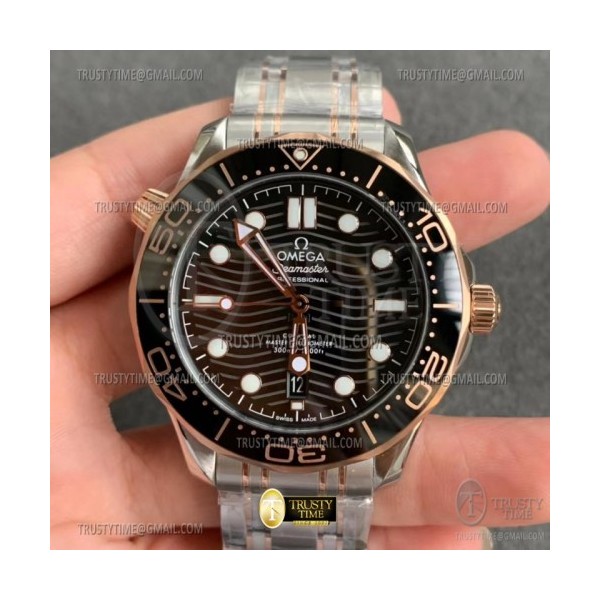 JVS공장 오메가 씨마스터 다이버 300M 콤비 블랙다이얼 브레이슬릿 Seamaster 300m 2018 YG/SS Black JVS Asia 8800