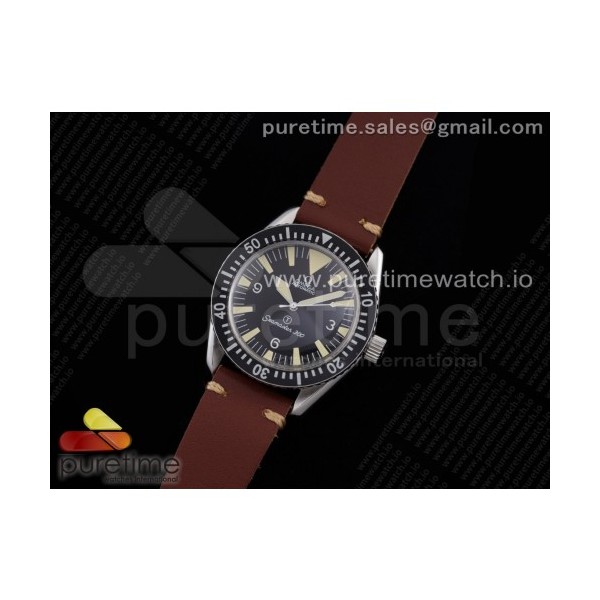 OX공장 오메가 빈티지 씨마스터 300 블랙다이얼 가죽스트랩 Vintage Seamaster 300 OXF Best Edition Black Dial on Brown Leather Strap A2836 Style 2