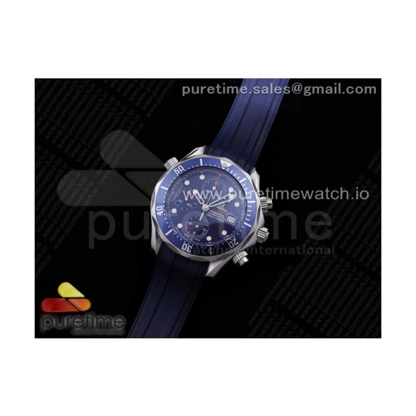 무명공장 오메가 씨마스터 블루다이얼 러버 Seamaster Professional 300M Chronograph SS Blue Dial on Blue Rubber Strap A7750