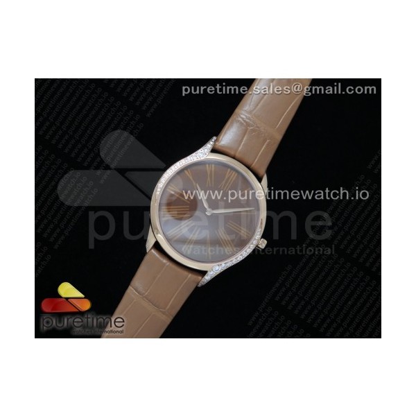 오메가 드빌 트레소르 퀴츠 로골 브라운다이얼 가죽스트랩 De Ville Tresor Quartz 36mm Ladies RG Brown Dial on Brown Leather Strap Ronda Quartz