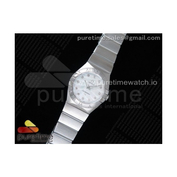 K11공장 오메가 컨스텔레이션 27MM 자개다이얼 브레이슬릿 Constellation Ladies 27mm SS White MOP Textured Dial Diamonds Markers on SS Bracelet ETA Quartz