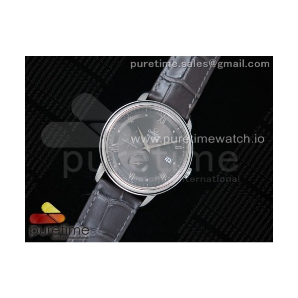 ZF공장 오메가 드빌 프레스티지 파워리저 그레이다이얼 가죽스트랩 De Ville Prestige Real PR SS Gray Dial on Gray Leather Strap MIYOTA 9015