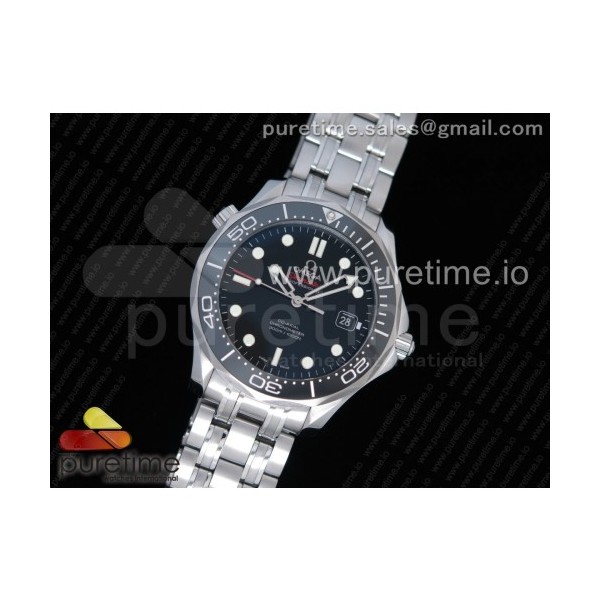 OM 오메가 씨마스터 다이버300 스틸 블랙 브레이슬릿 Seamaster 300M Chronometer SS Black on SS Bracelet A2824 (Black Balance Wheel) V2