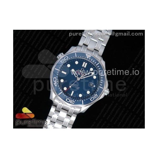 OM 오메가 씨마스터 다이버300 스틸 블루 브레이슬릿 Seamaster 300M Chronometer SS Blue on SS Bracelet A2824 (Black Balance Wheel) V2