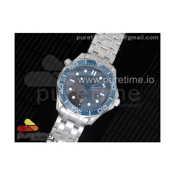 ur공장 오메가 씨마스터 2018 다이빙 300M 블루베젤 그레이다이얼 브레이슬릿 2018 Seamaster Diver 300M Blue Bezel Gray Dial on SS Bracelet A8800 (Free Nylon)