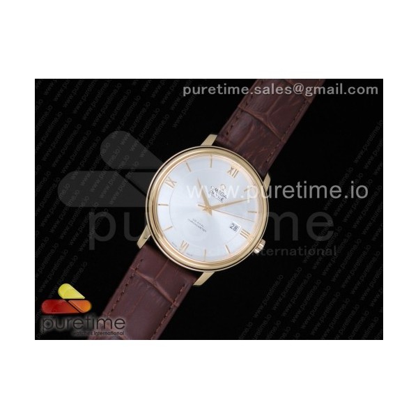 w공장 오메가 드빌 옐로우골드금장 실버선레이다이얼 가죽스트랩De Ville YG Silver Dial on Brown Leather Strap A2824 V3