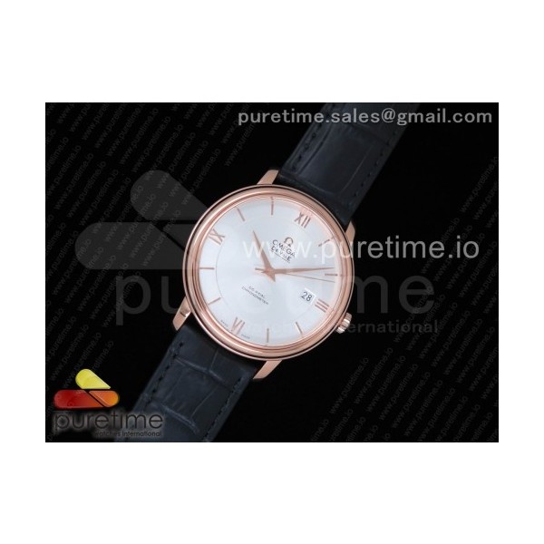 w공장 오메가 드빌 로즈골드금장 실버선레이다이얼 가죽스트랩 De Ville RG Silver Dial on Black Leather Strap A2824 V3