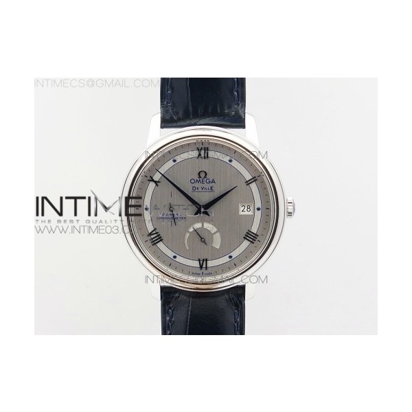 TW공장 오메가 드빌 프레스티지 파워리저브 스틸 실버다이얼 블루인덱스 가죽스트랩 DE VILLE PRESTIGE REAL POWER RESERVE SS SILVER DIAL BLUE MARKERS ON BLUE LEATHER A2824