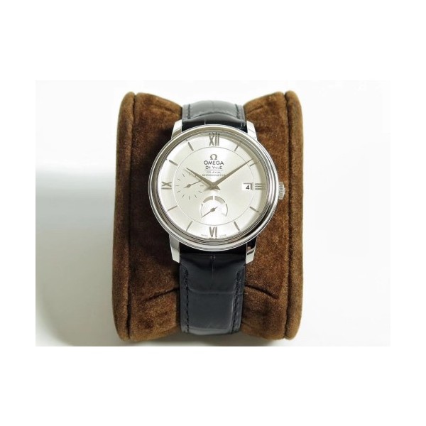 TW공장 오메가 드빌 프레스티지 파워리저브 스틸 실버다이얼 가죽스트랩 DE VILLE PRESTIGE REAL POWER RESERVE SS SILVER DIAL ON BROWN LEATHER A2824