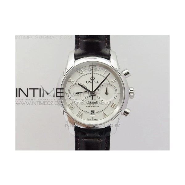 OM공장 오메가 드빌 크로노그래프 스틸 화이트다이얼 가죽스트랩 DE VILLE CHRONOGRAPH SS WHITE DIAL ON BLACK LEATHER STRAP A9300