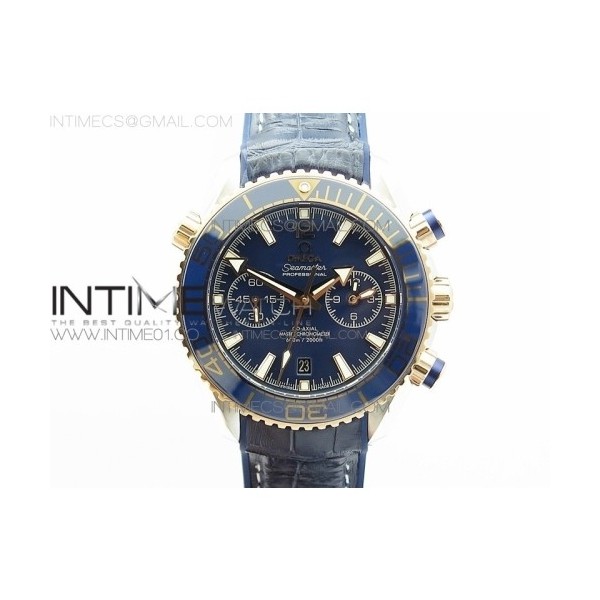 OM공장 오메가 씨마스터 크로노그래프 로즈골드콤비 블루다이얼 가죽스트랩 SEAMASTER PROFESSIONAL CHRONO SS/RG BLUE CERAMIC BLUE DIAL ON BLACK GUMMY STRAP A9300