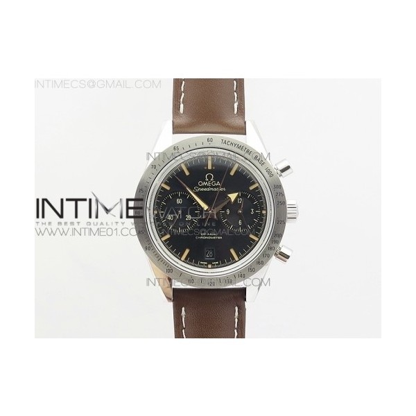 OM공장 오메가 스피드마스터57 스틸 블랙다이얼 브라운인덱스 브라운가죽스트랩 SPEEDMASTER '57 CO-AXIAL BLACK DIAL BROWN MARKERS ON BROWN LEATHER STRAP A9300 (FREE THE LEATHER STRAP)