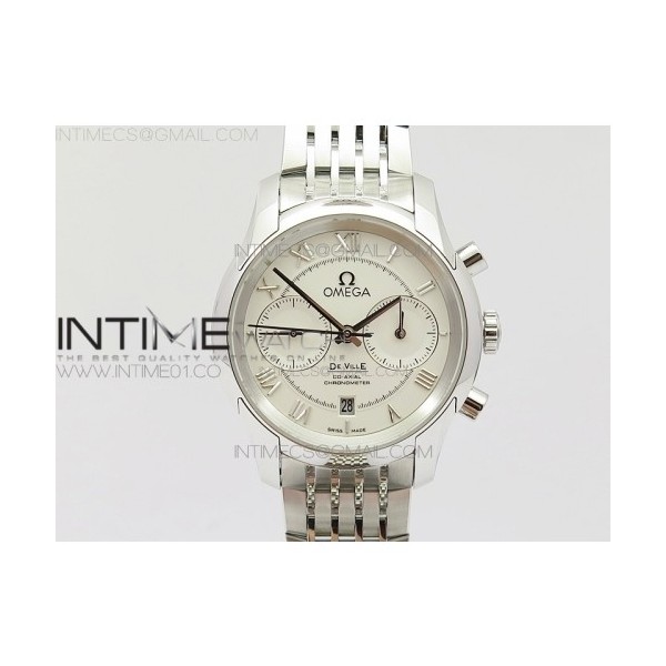 OM공장 오메가 드빌 크로노그래프 스틸 화이트다이얼 브레이슬릿 DE VILLE CHRONOGRAPH SS SILVER DIAL ON SS BRACELET A9300