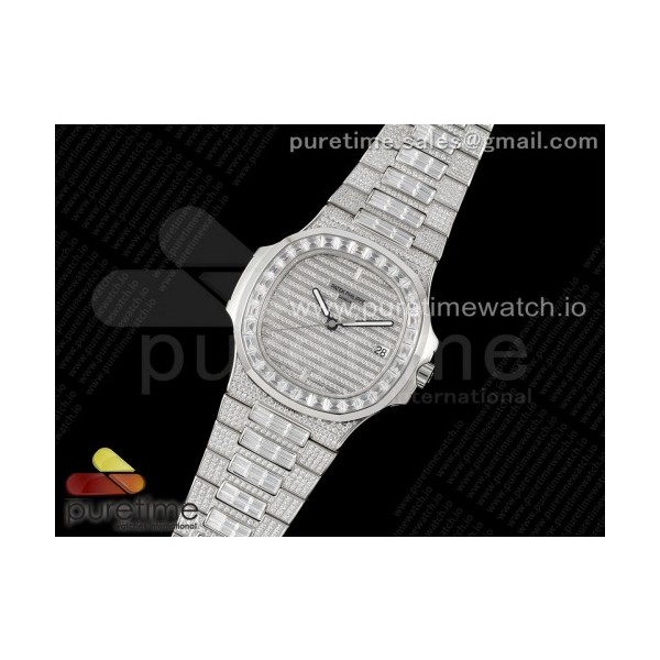 TW공장 파텍필립 노틸러스 점보 5711 풀다이아몬드 스틸 Nautilus 5711 SS TWF Full Diamonds Bezel & Dial on Diamonds Bracelet A324