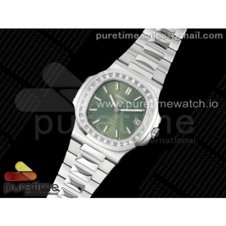 PPF공장 파텍필립 노틸러스 5711 그린다이얼 브레이슬릿 Nautilus 5711/1A PPF 1:1 Best Edition Green Textured Dial T Diamonds Bezel on SS Bracelet 324CS V4