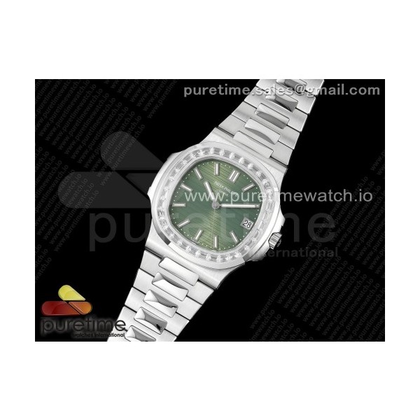 PPF공장 파텍필립 노틸러스 5711 그린다이얼 브레이슬릿 Nautilus 5711/1A PPF 1:1 Best Edition Green Textured Dial T Diamonds Bezel on SS Bracelet 324CS V4