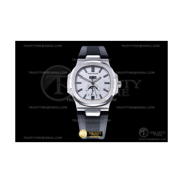 GR공장 V3 파텍필립 노틸러스 애뉴얼 캘린더 스틸 화이트다이얼 러버스트랩 Patekphilippe Nautilus Annual Calendar 5726 SS White Dial Rubber Strap