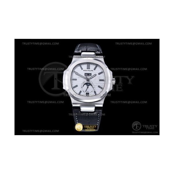 GR공장 V3 파텍필립 노틸러스 애뉴얼 캘린더 스틸 화이트다이얼 가죽스트랩 Patekphilippe Nautilus Annual Calendar 5726 SS White Dial Leather Strap