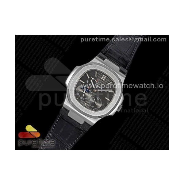 PF공장 노틸러스 문페이즈 그레이다이얼 가죽스트랩 Nautilus 5712 SS PF Best Edition Gray Dial on Black Leather Strap A23J